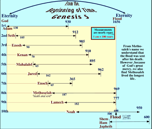 Genesis 5 Chart of Patriarch Ages from Adam to Noah including Methuselah