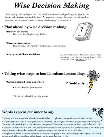 Wise Decision making for Couples