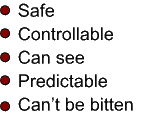 Safe Controllable Can see Predictable Can't be bitten Controllable Can see Predictable Can't be bitten Controllable Can see Predictable Can't be bitten