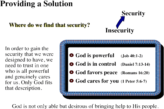 Providing a Solution for Insecurity [OA02_09] shows four ways God can become our security, our Rock of trust.
